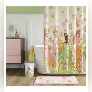 Disney Princess Floral Shower Curtain - Cream and Pink